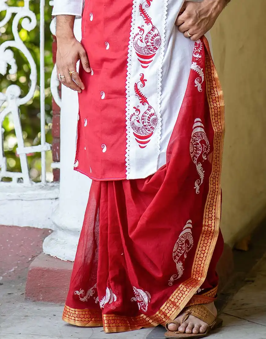 Alpona Dhuti Red