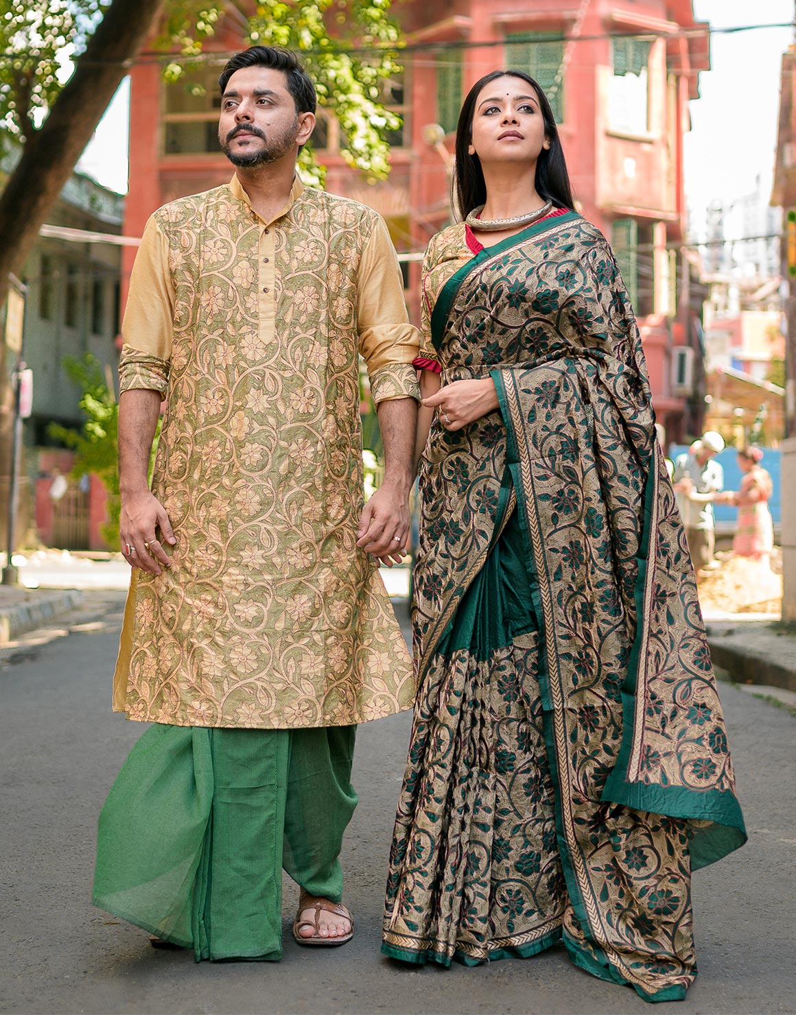 Stylish fashionable Matching best Couple Dress Saree Panjabi